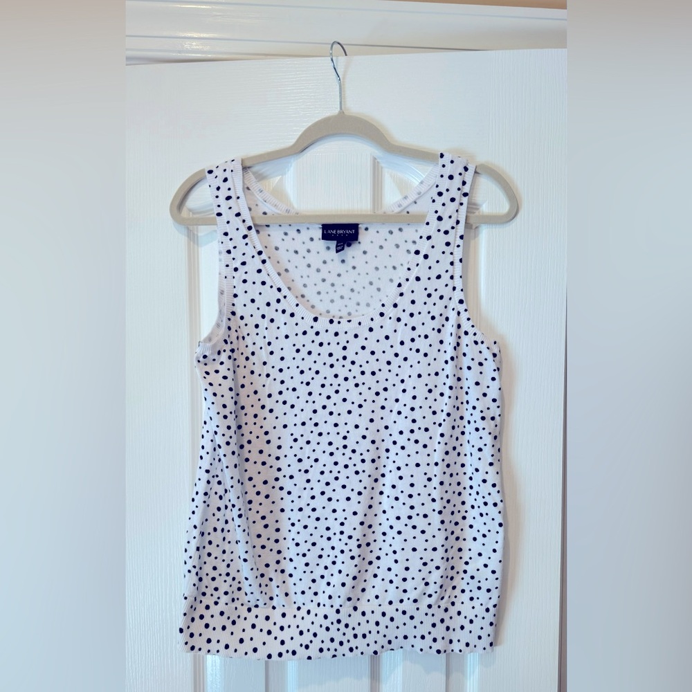 Lane Bryant White Polka Dot Sweater 14/16